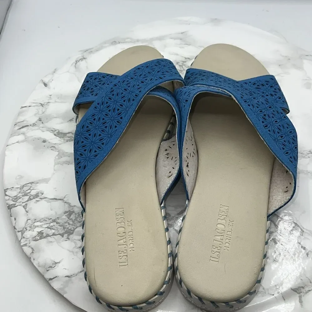 ILSE JACOBSEN Light Regata Tulip Crossband Slip-On Slide Sandals-44 NWOT